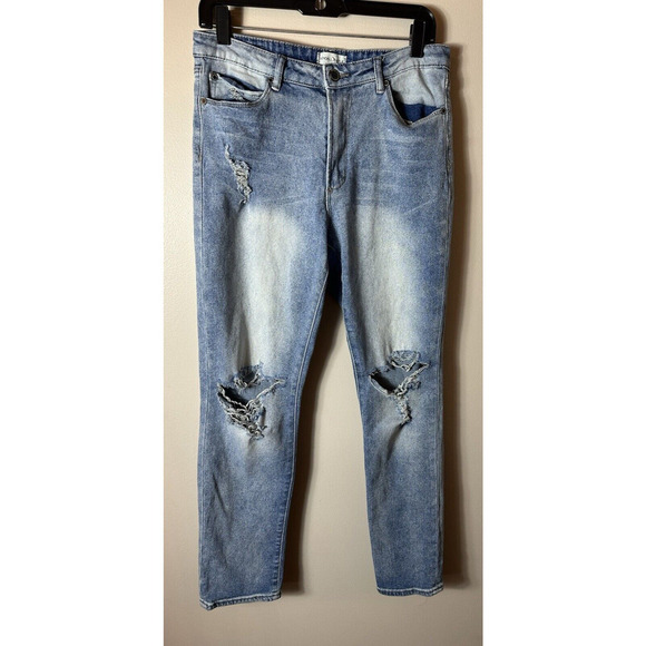 Kendall & Kylie Jeans Juniors 13 / 14 Blue Light Wash Distressed Straight Y2K - Picture 1 of 11